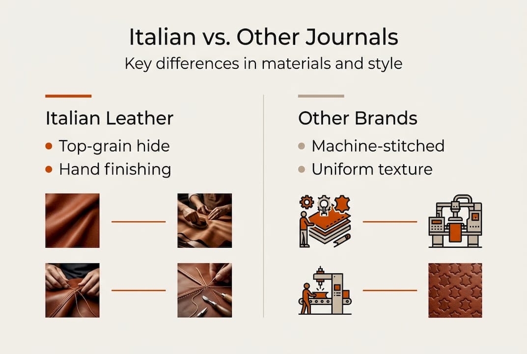 Infographic comparing Italian journal features