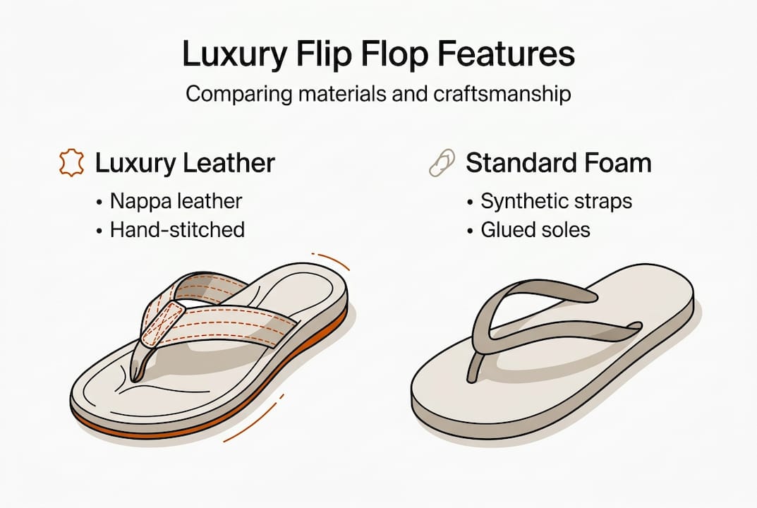 Infographic showing luxury versus standard flip flop features