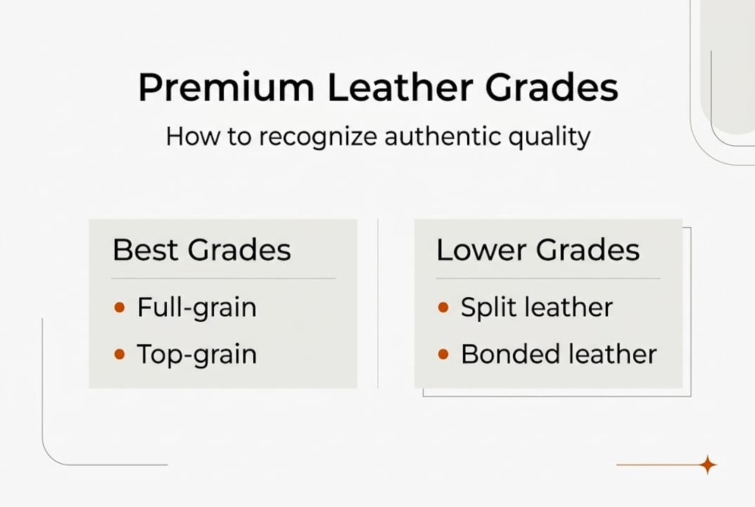 Infographic of premium leather grade types