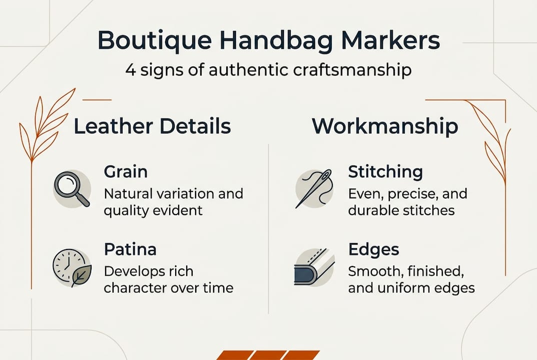 Infographie sur les marqueurs d'authenticité des sacs à main