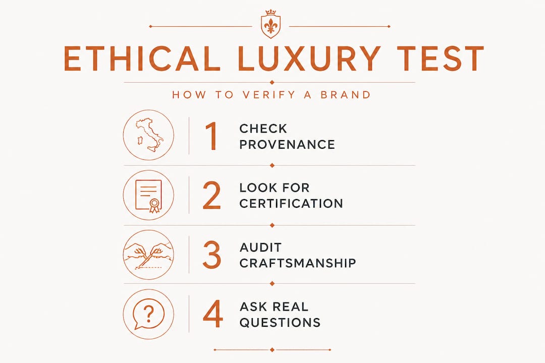 Infographic steps to verify ethical Italian luxury