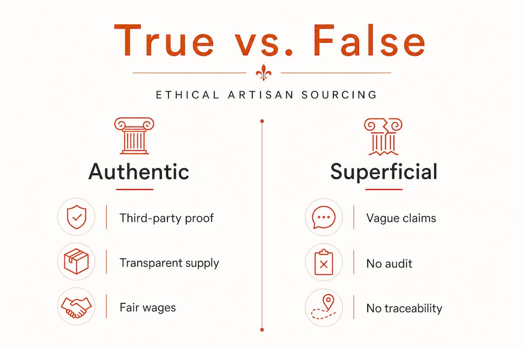 Infographic comparing authentic and superficial artisan sourcing