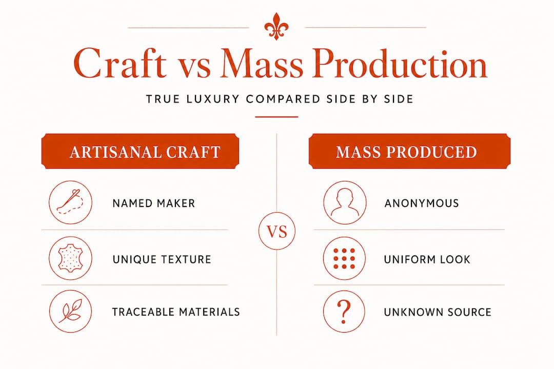 Infographic comparing artisanal craft to mass production