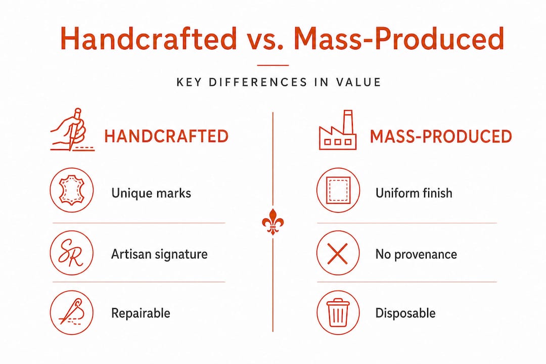 Infographic comparing handcrafted and mass-produced décor