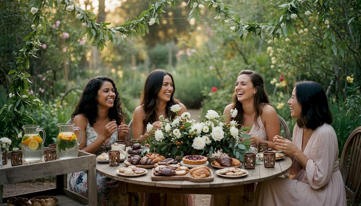 Outdoor garden party bridal shower gathering