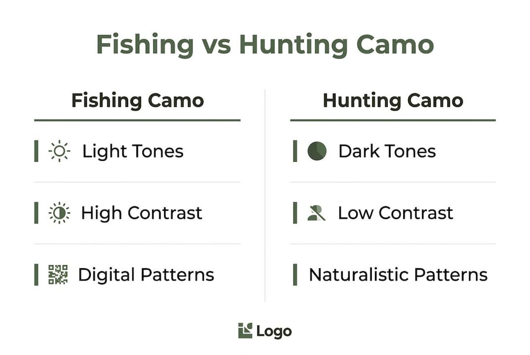 Infographic comparing fishing and hunting camouflage patterns