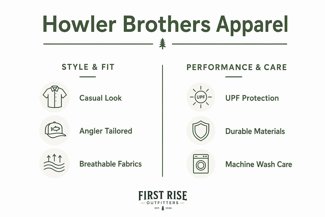 Infographic comparing style and performance features of Howler Brothers apparel