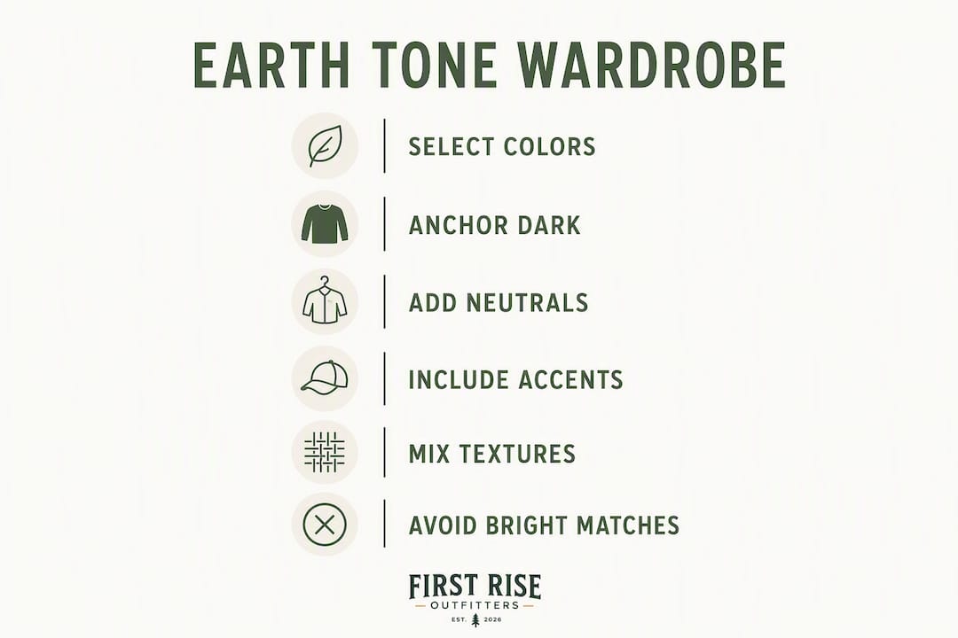 Vertical flow infographic on building earth tone wardrobe