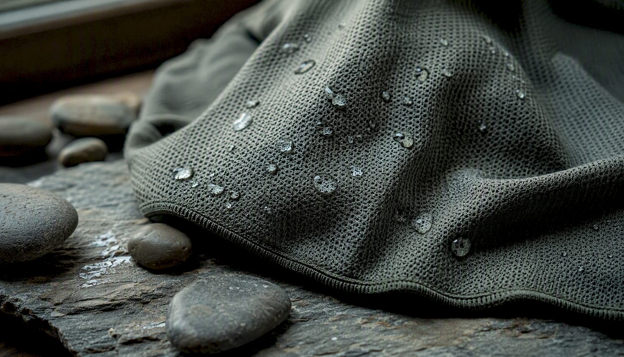 Close-up of moisture-wicking fishing base fabric
