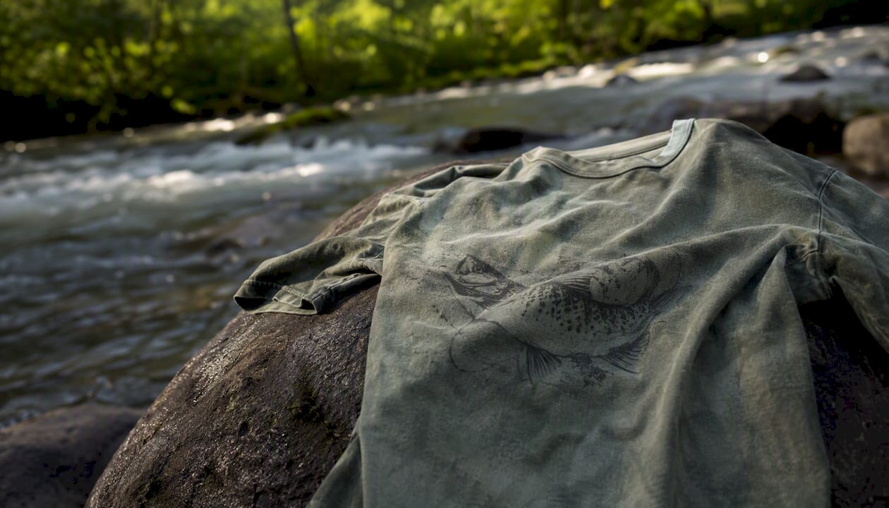 Soft garment-dyed tee showing vintage texture detail