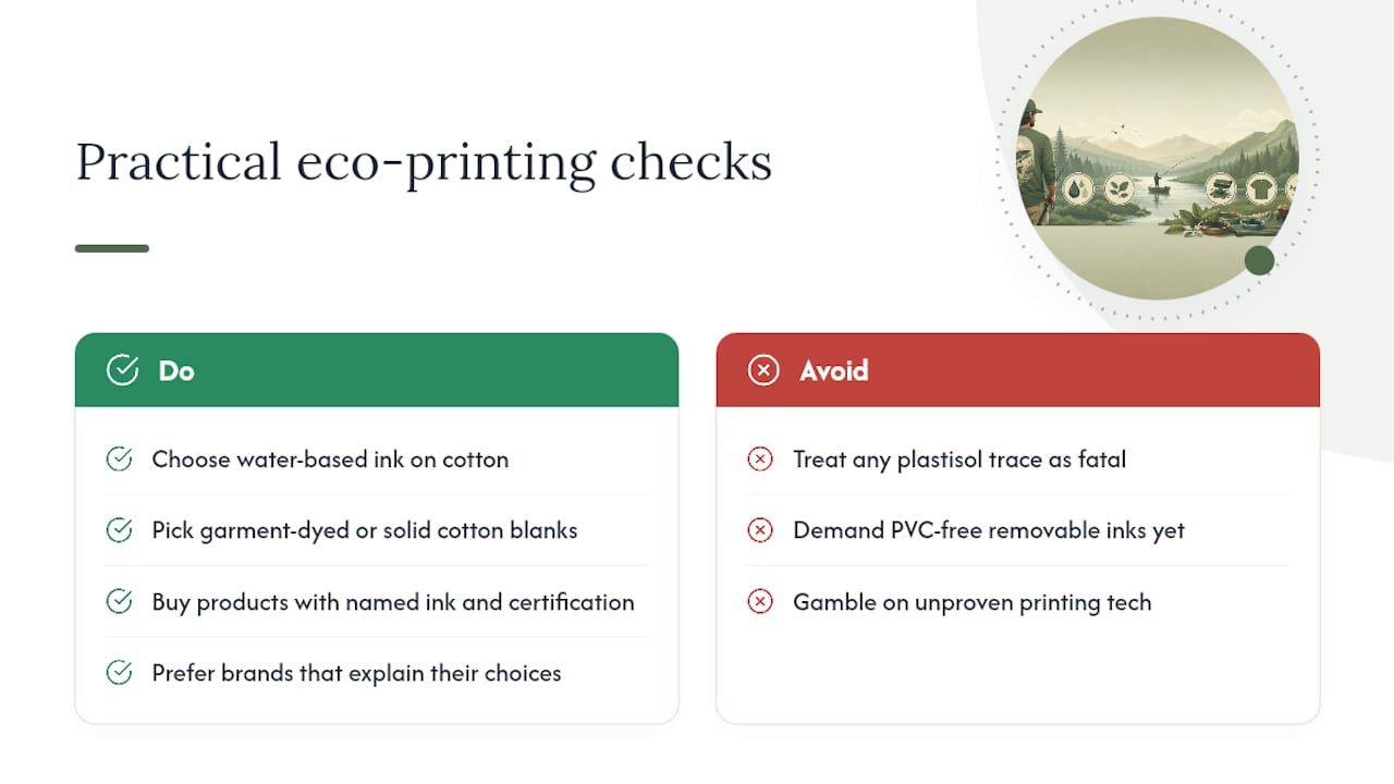 An angler's take on what actually matters in eco-friendly printing — overview diagram