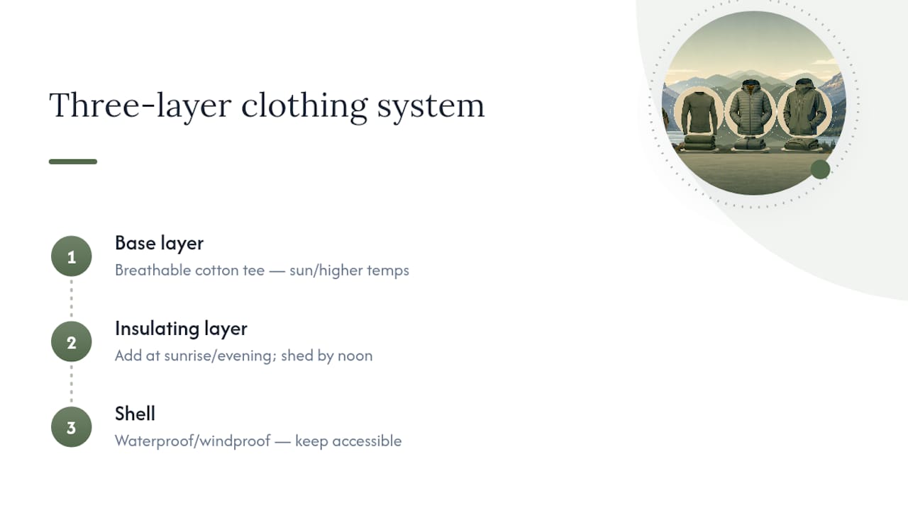 Three-layer clothing system for mountain weather