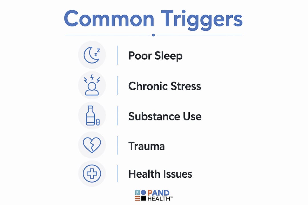 Infographic showing common triggers for mental instability