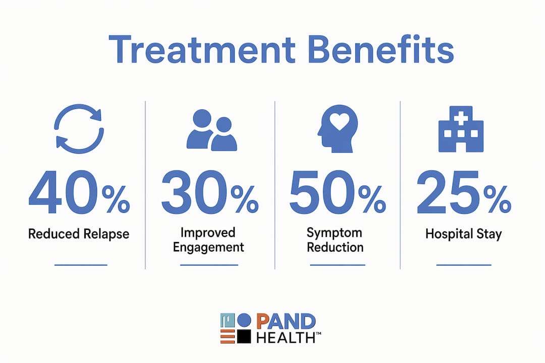 Infographic showing key schizophrenia treatment benefits