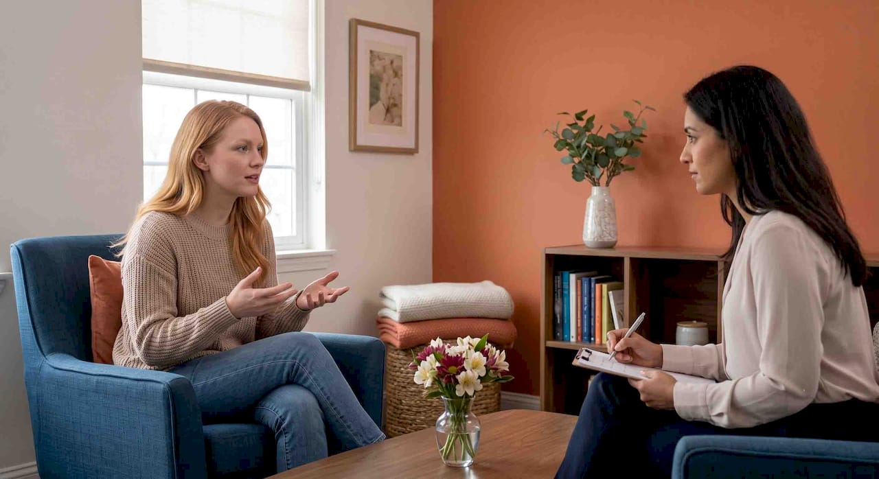 Therapist and patient in counseling session