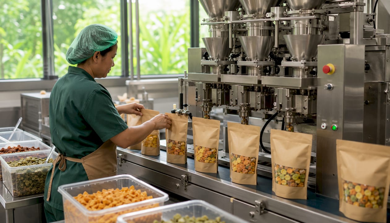 Flat-bottom pouch packaging assembly line