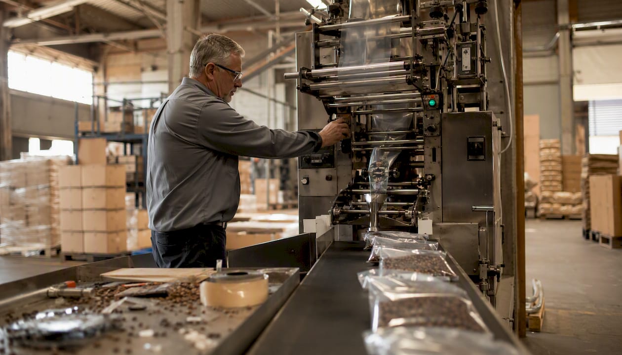 Operator adjusting mono-material bag machine