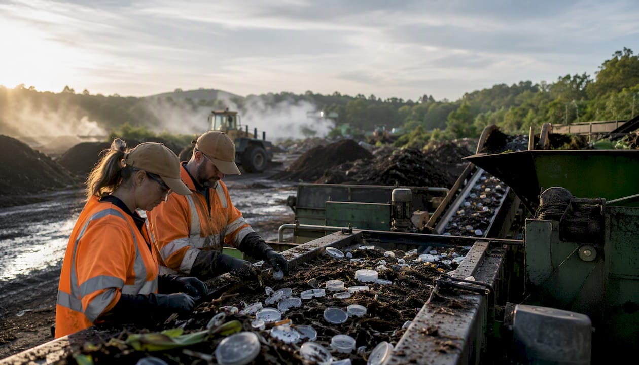 Industrial composting processing compostable lids
