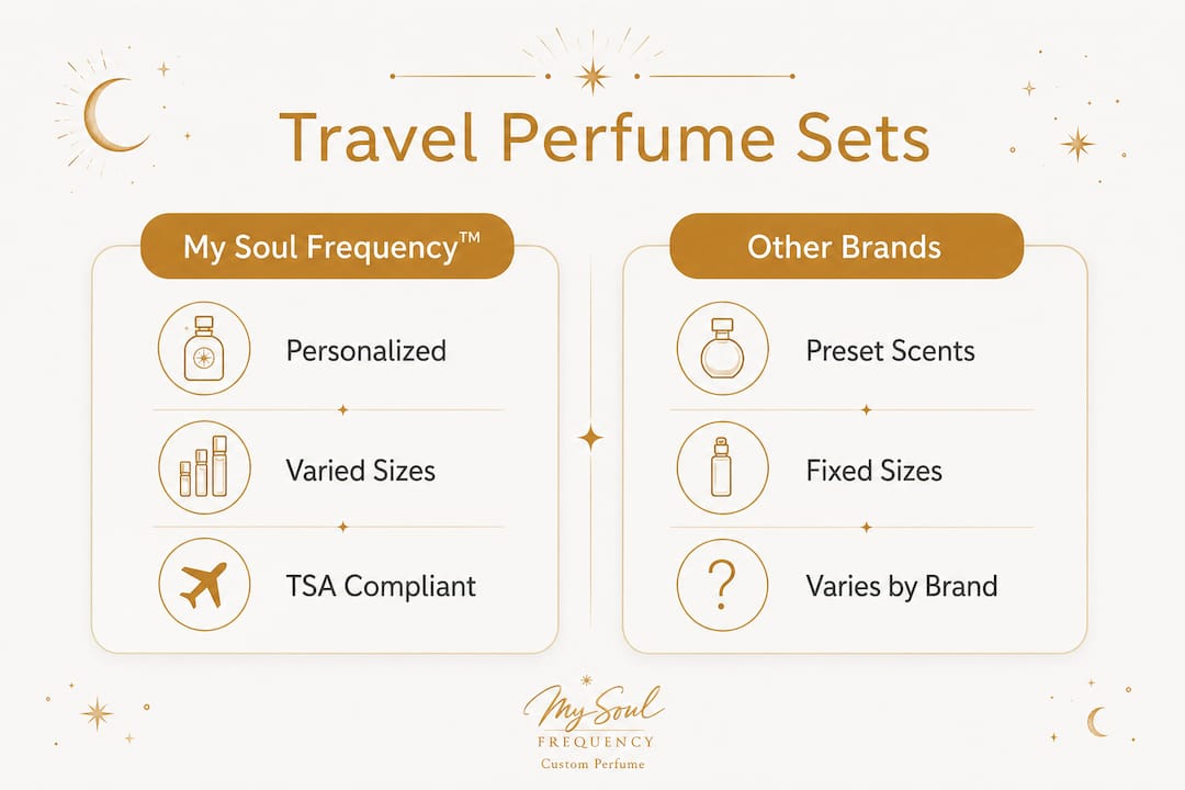 Infographic comparing personalized vs other travel perfume sets with key features