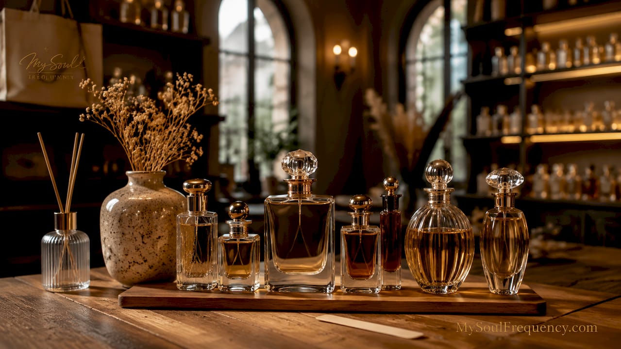 A captivating display of elegant perfume bottles