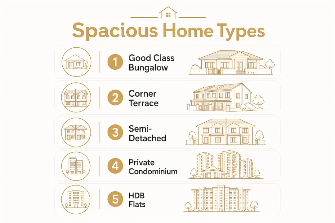 Infographic illustrating types of spacious homes