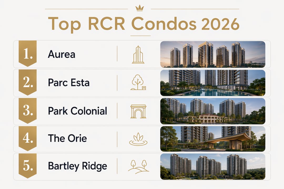 Infographic showing top RCR condos rankings for 2026