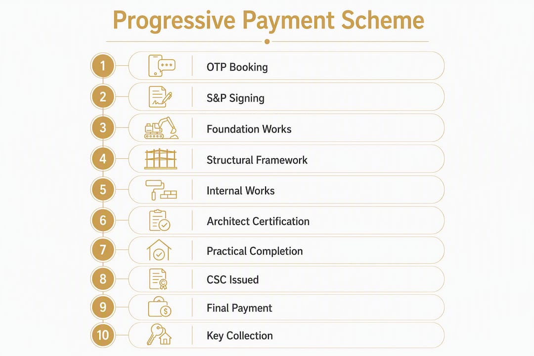 Infographic showing progressive payment stages
