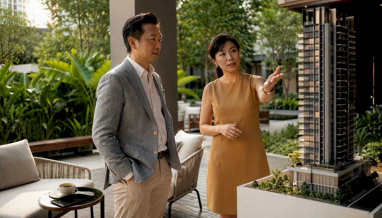 Buyer consulting with real estate agent indoors