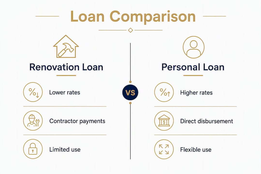 Infographic comparing renovation loans versus personal loans