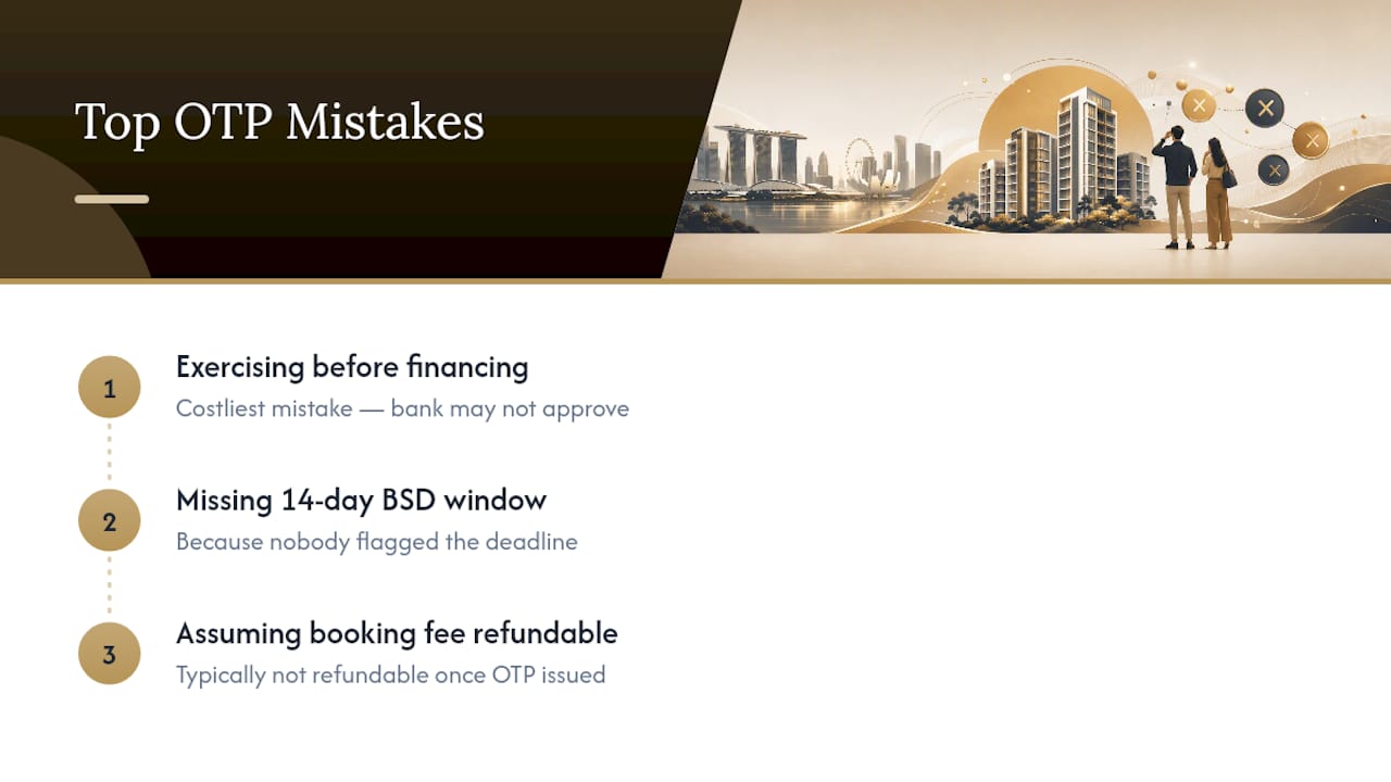 Diagram showing common OTP buyer mistakes and timelines