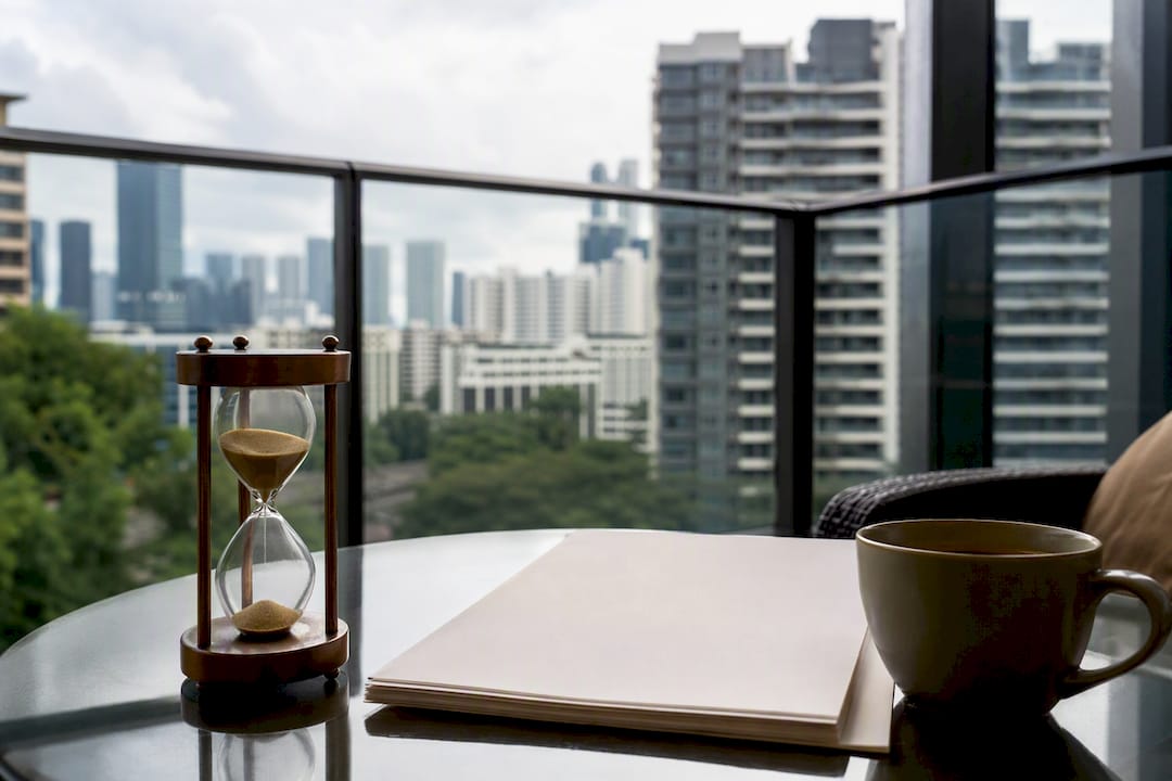 Condo balcony with timer and option period documents