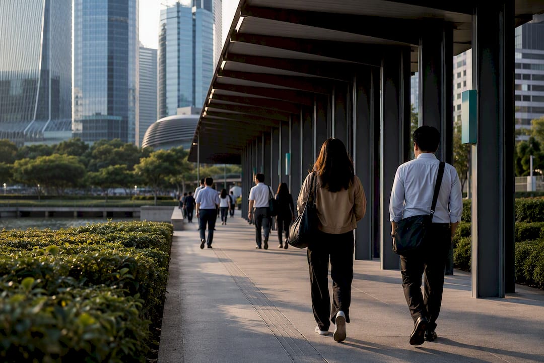 Pedestrian route through Marina South precinct