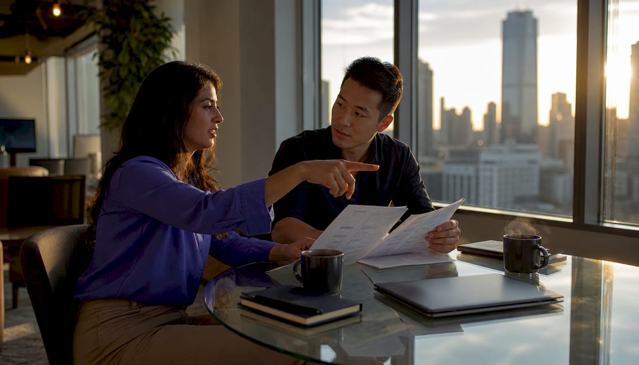 Sales team collaborating on lead follow-up strategy