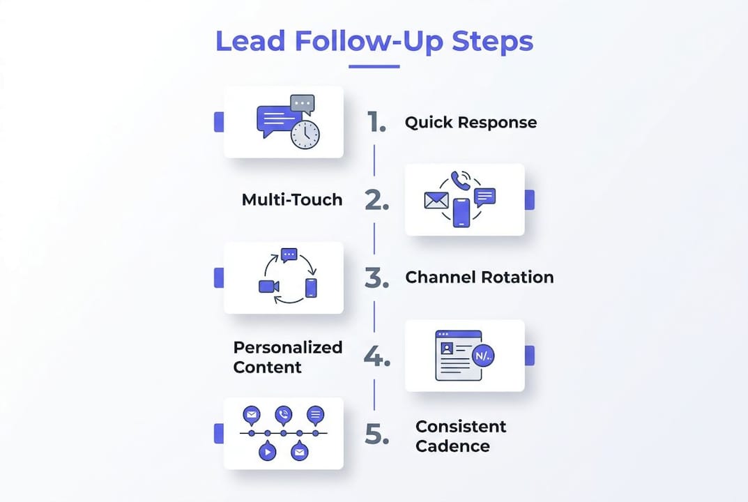 Infographic showing lead follow-up process steps