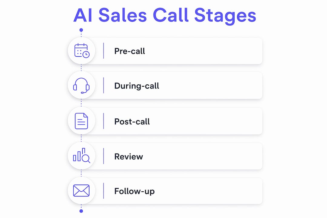 Infographic showing AI sales call stages process