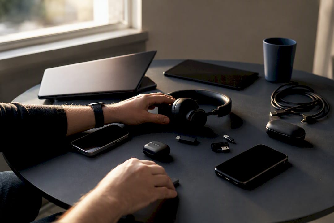 Hands turning off multiple devices for consolidation