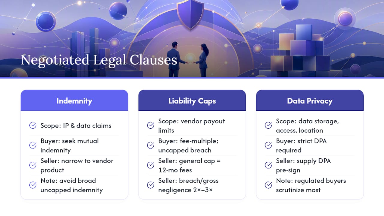 Diagram of SaaS contract legal clauses