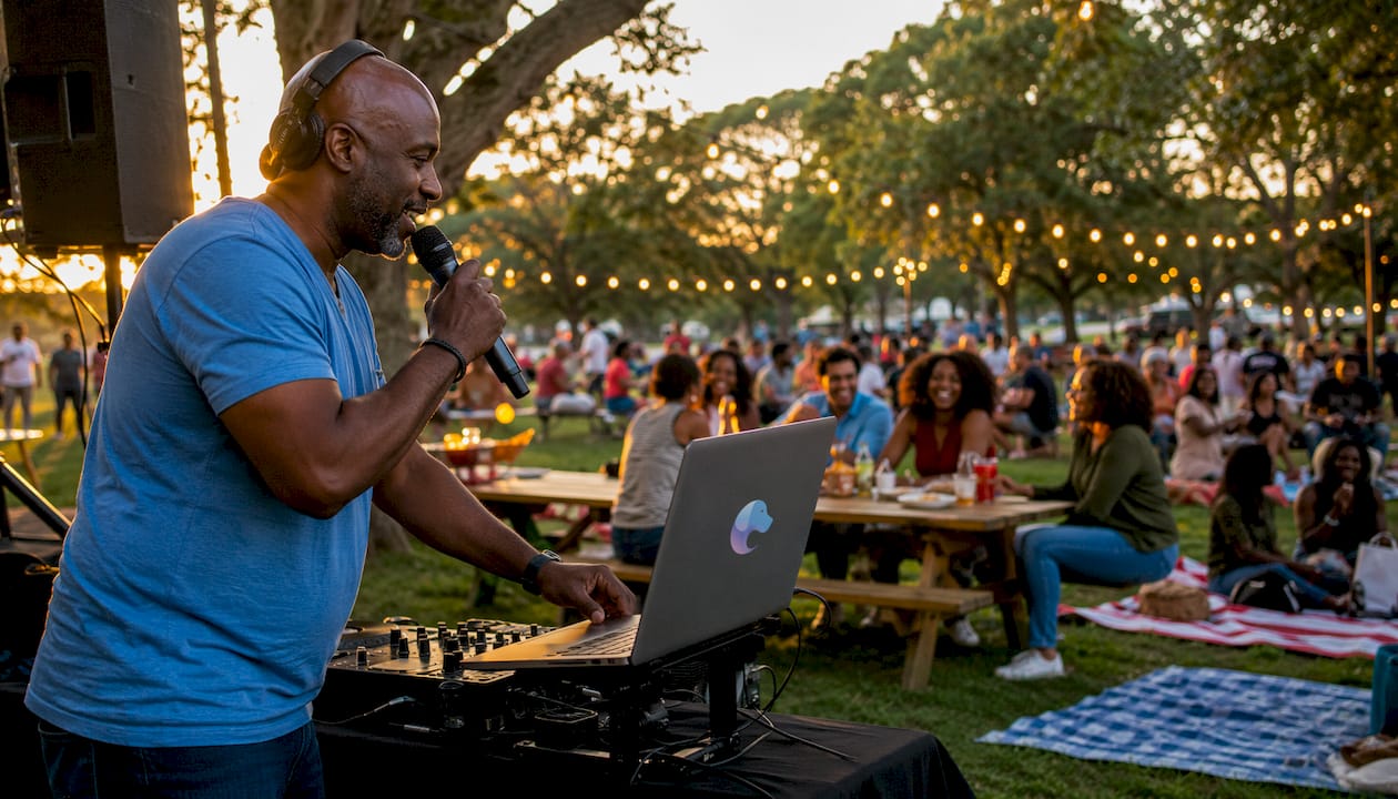 Radio DJ broadcasting live music show