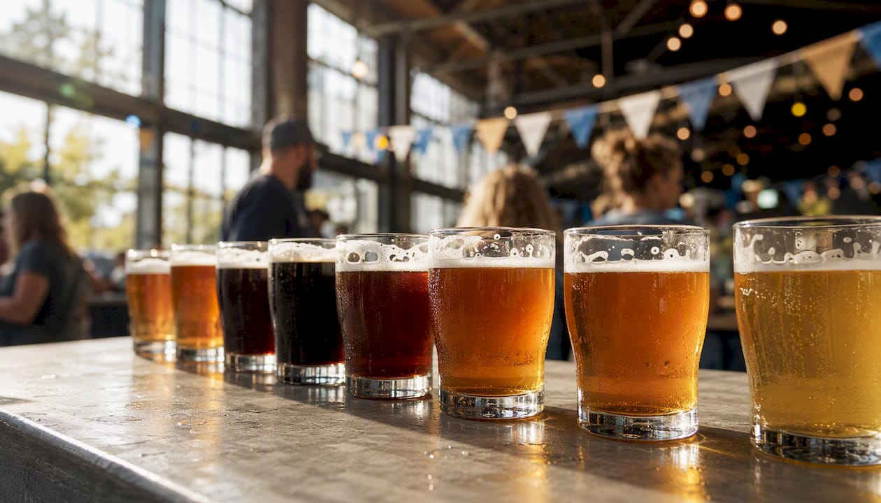 Variety of craft beer tasting glasses
