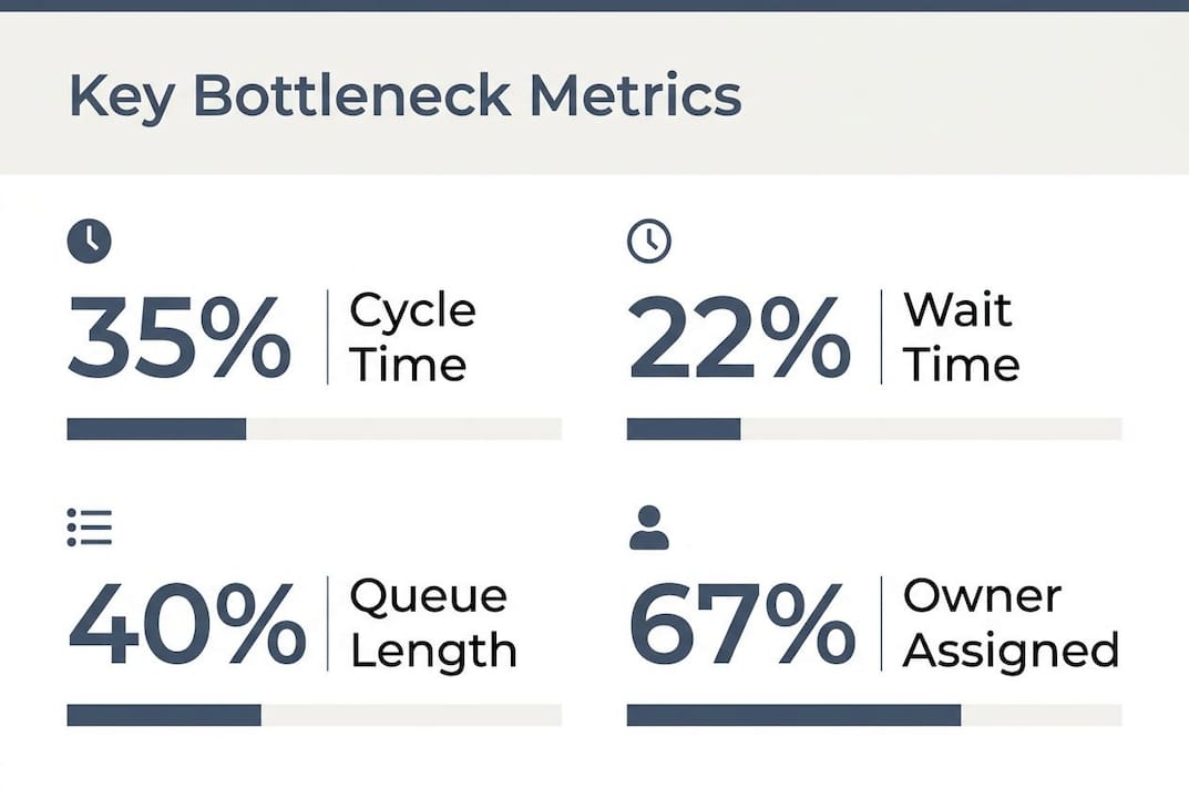Infographic showing key bottleneck metrics percentages