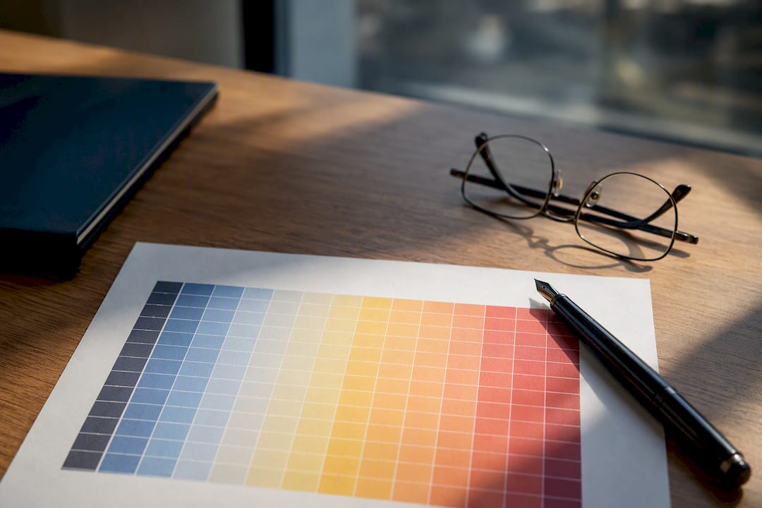 Close-up of governance maturity heat map and glasses