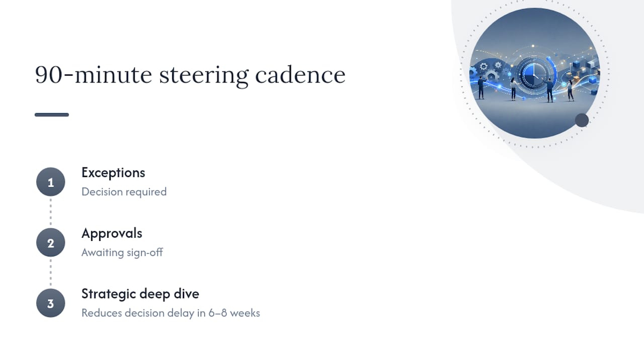 Three-stage governance meeting cadence
