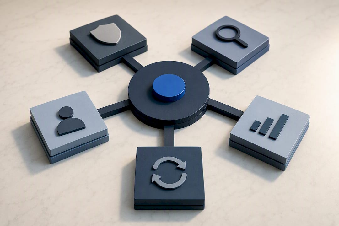 Illustration of connected compliance management components