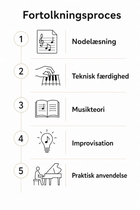 Visuel guide til, hvordan man fortolker musik på klaveret