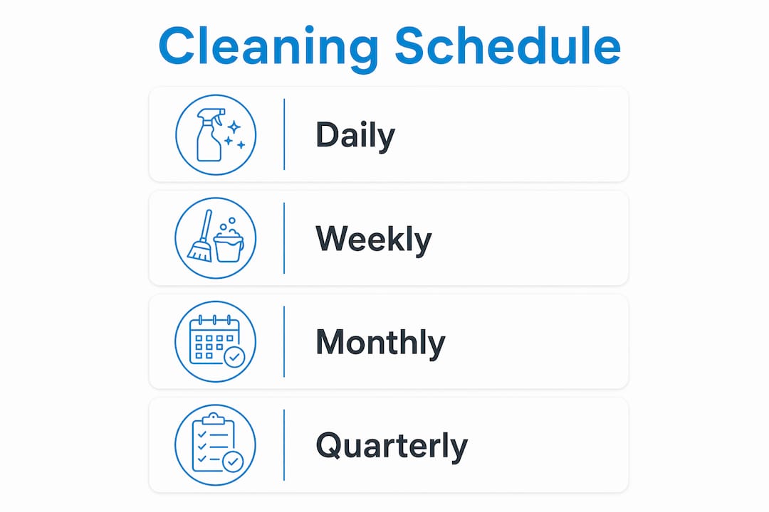 Infographic showing office cleaning frequency schedule