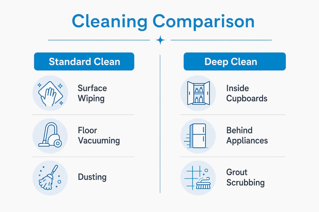 Infographic comparing standard and deep cleaning
