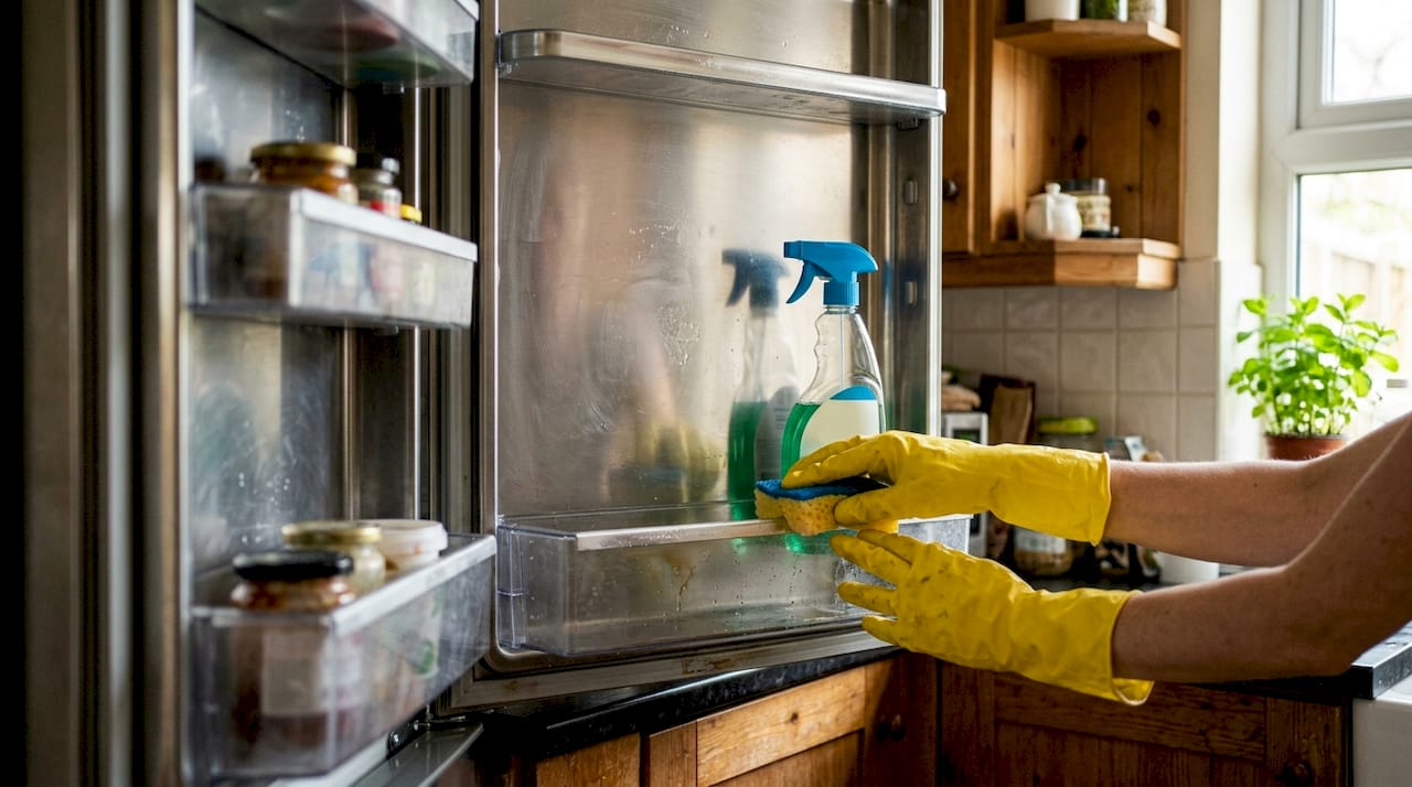 Hands cleaning inside oven in Dublin kitchen