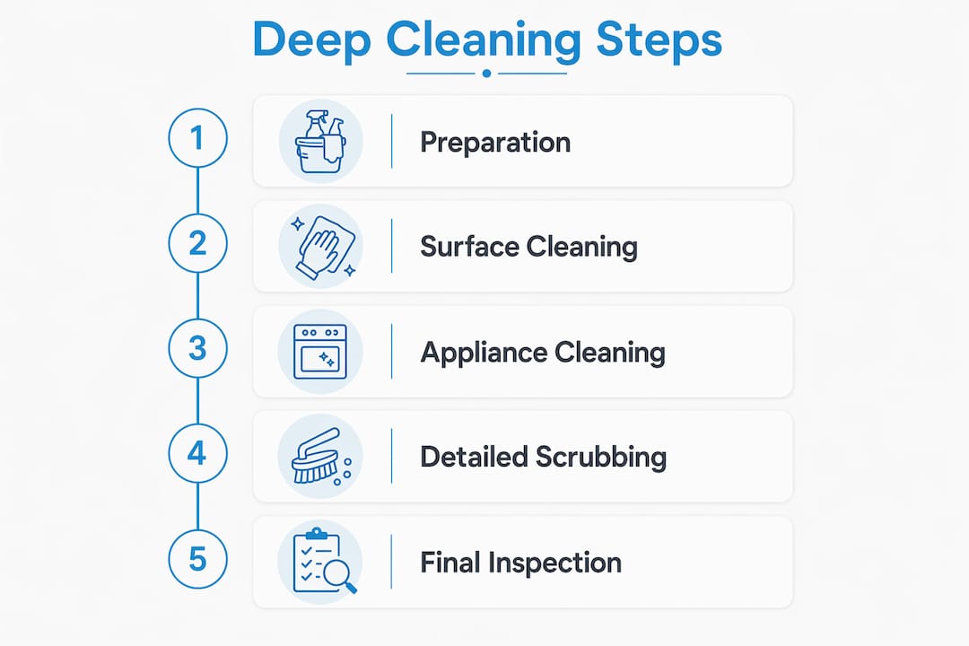 Infographic showing deep cleaning process steps