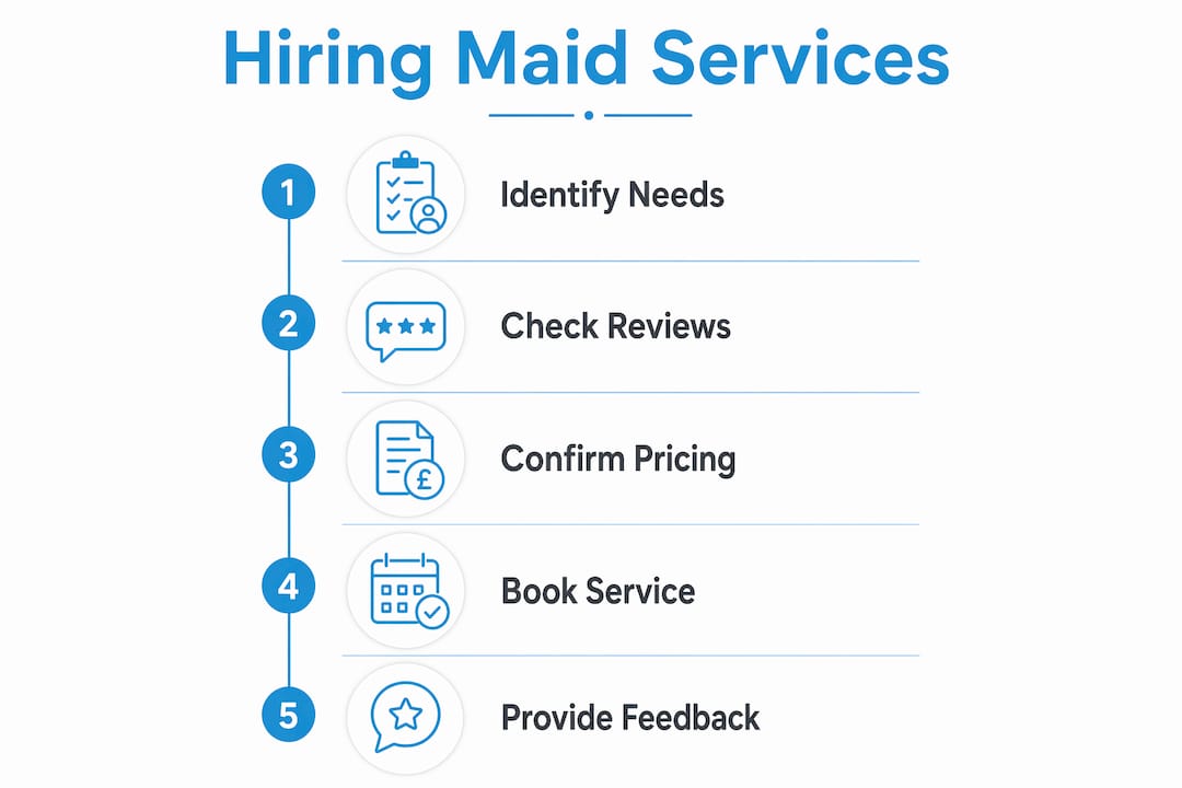 Infographic showing steps to hire maid service