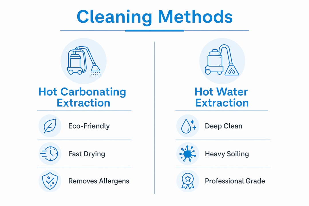 Infographic comparing carpet cleaning methods